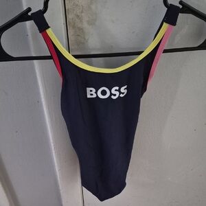 Boss Dark Blue Swimsuit with Vibrant Trim